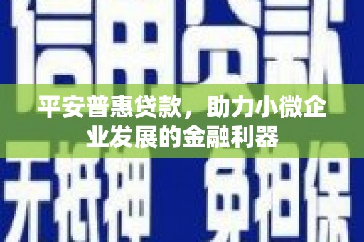 张掖平安普惠贷款，助力小微企业发展的金融利器