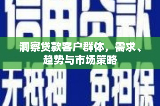 新华洞察贷款客户群体，需求、趋势与市场策略