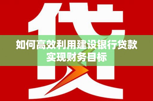平果如何高效利用建设银行贷款实现财务目标