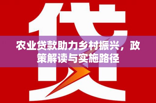 南丹农业贷款助力乡村振兴，政策解读与实施路径