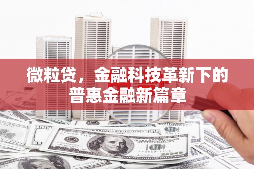 威海微粒贷，金融科技革新下的普惠金融新篇章