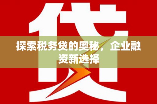 西城探索税务贷的奥秘，企业融资新选择